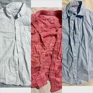 Boys White, Red, and Blue Short Sleeve Shirt Trio
